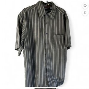 Brown and Black Striped Shirt by HAGGAR